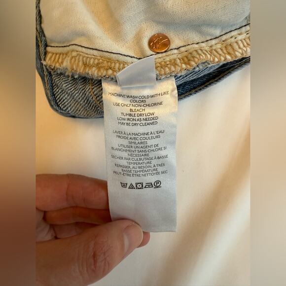 WE THE FREE Distressed Cut Off Blue Denim Shorts Button Fly 100% Cotton Size 26 - Picture 8 of 10